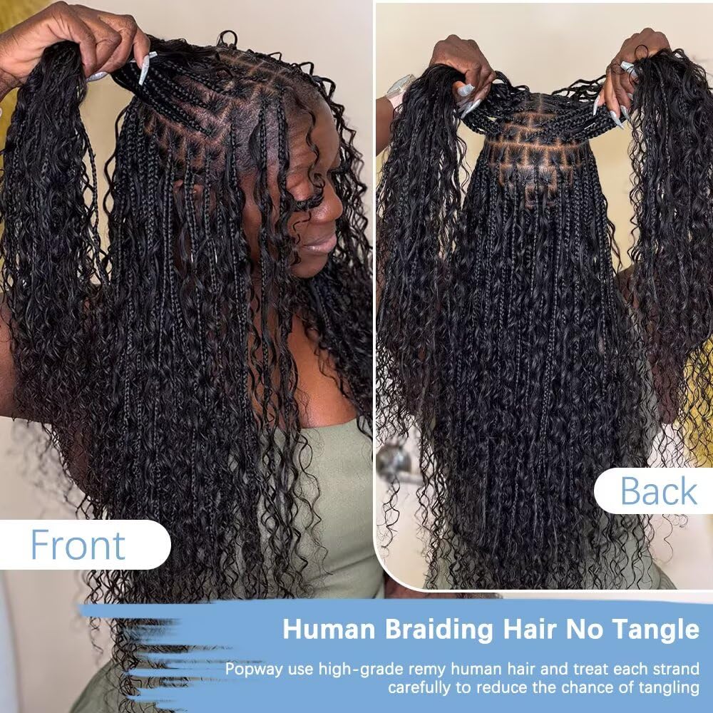 Boho Hair for Braiding 150g 6 Bundles/Pack 20 Inch Human Braiding Hair for Boho Braids Curly Deep Wave Bulk Human Hair Bundles 12A Wet and Wavy Braiding Hair Natural Color