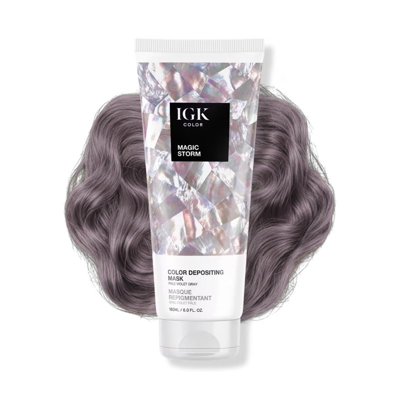 IGK Magic Storm | Pale Violet Gray Hair Gloss + Color Depositing Mask | Boost Shine, Enhance Cool Tones, Refresh Color | Semi Permanent Conditioning Treatment | Vegan | 6 oz
