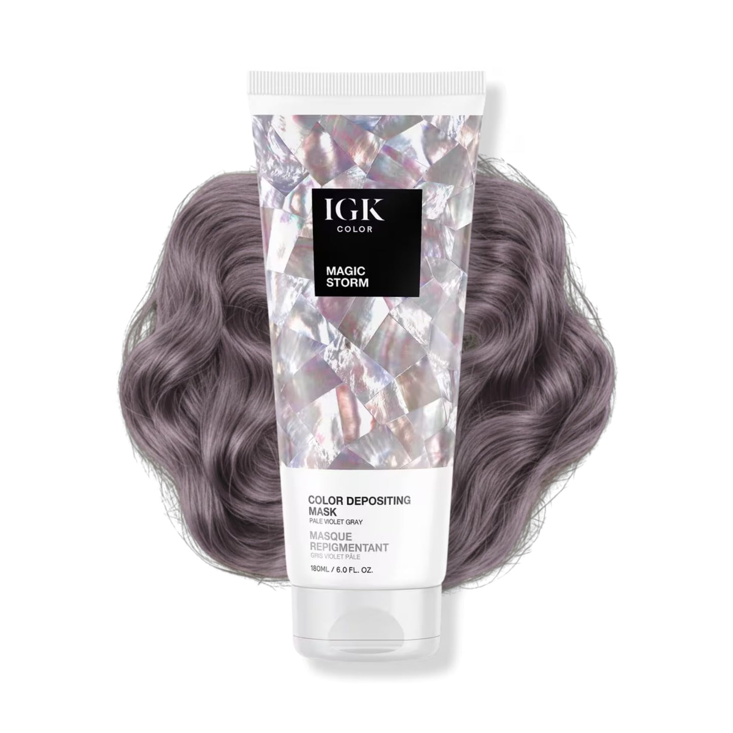 IGK Magic Storm | Pale Violet Gray Hair Gloss + Color Depositing Mask | Boost Shine, Enhance Cool Tones, Refresh Color | Semi Permanent Conditioning Treatment | Vegan | 6 oz