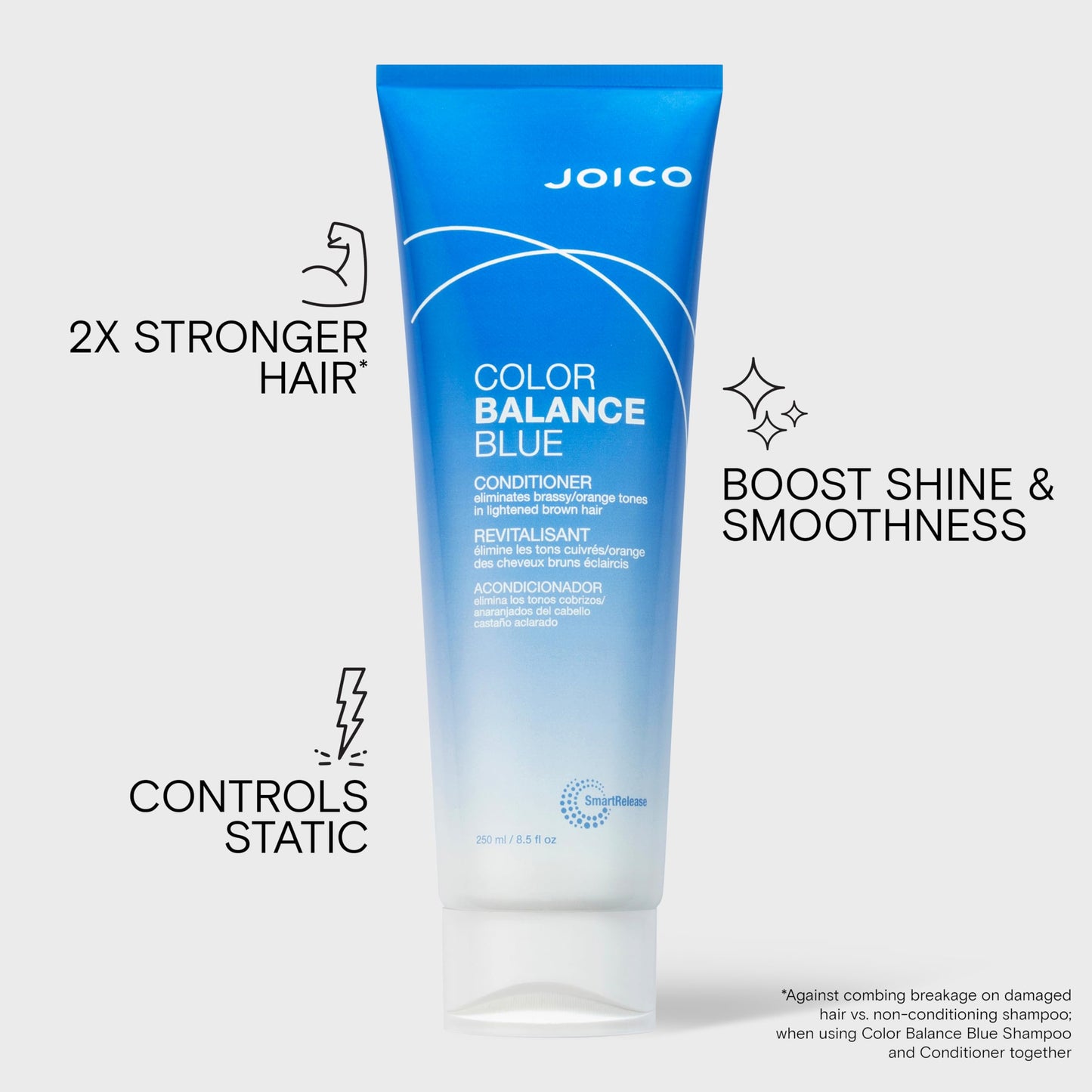 Joico Color Balance Blue Conditioner | For Lightened Brown Hair | Eliminate Brassy Orange Tones | Boost Color Vibrancy & Shine | UV Protection | With Rosehip Oil & Green Tea Extract