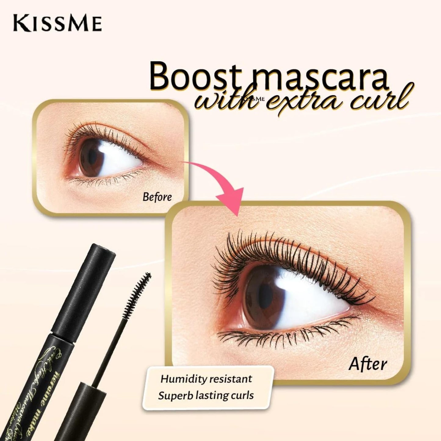 HEROINE MAKE by KISSME Mascara Base for Curl, Volume and Length, Clear MASCARA Primer with Argan Oil, Camellia Oil & Squalane, Transparent Type, Ideal Alone or Under Mascara, Made in Japan, CLEAR 1 EA