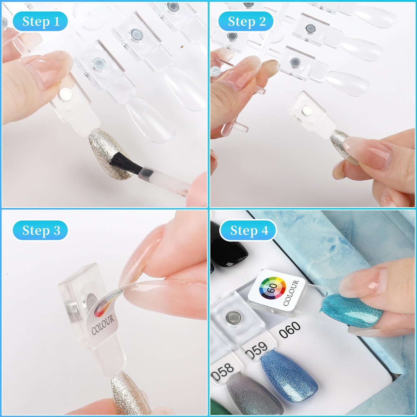YINGJEE Nail Color Display Book Nail Swatch, Nail Sample Display Book Nail Gel Color Card Book with Transparent Replacement Nails (Coffee)