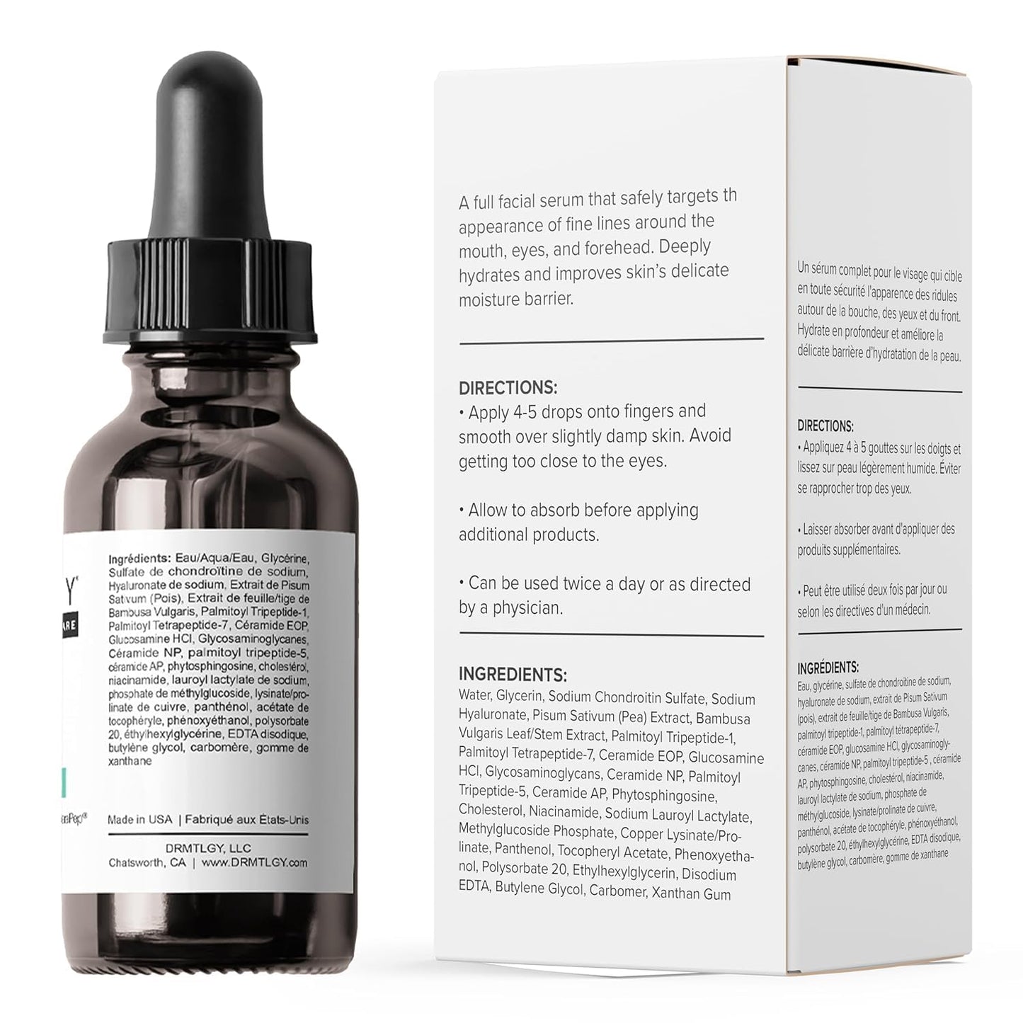 DRMTLGY Needle-Less Serum - Peptide & Ceramide Face Serum for Fine Lines, Hydrating Anti-Aging Formula | 1 oz