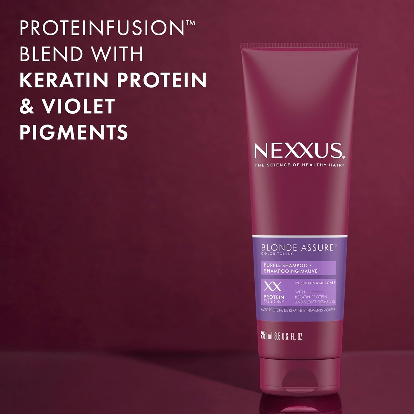 Nexxus Blonde Assure Purple Shampoo - Color Care for Blonde Hair | Keratin Infused, 8.5 oz