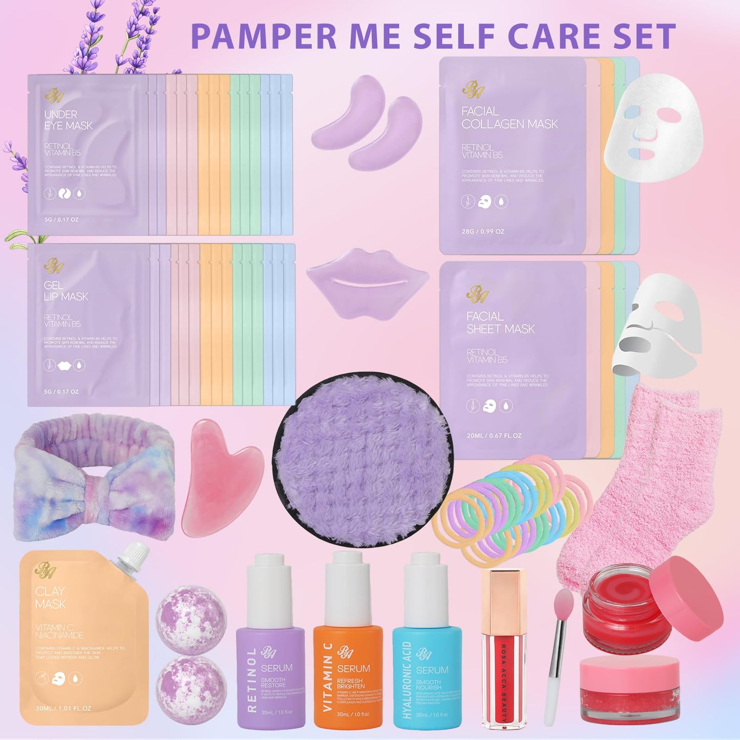 55 Pcs Mothers Day Gift for Mom, Face Sheet Masks Gift Basket Set for Women, Hydrating Skin Care Kit, Home Spa Kit Gift, Face Serum, Gel Eye Mask, Christmas, Birthday, Anniversary, Wife, Mom