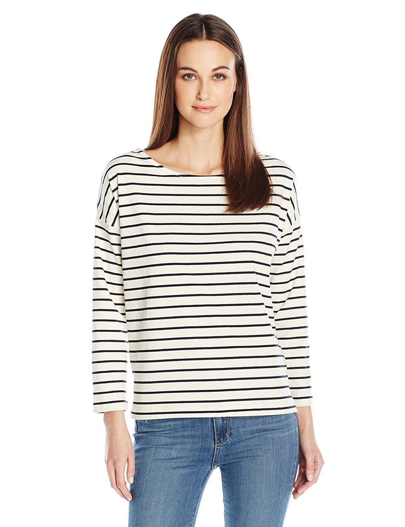 French Connection Women's Spring Tim Tee, Classic Cream/Utility Blue, S