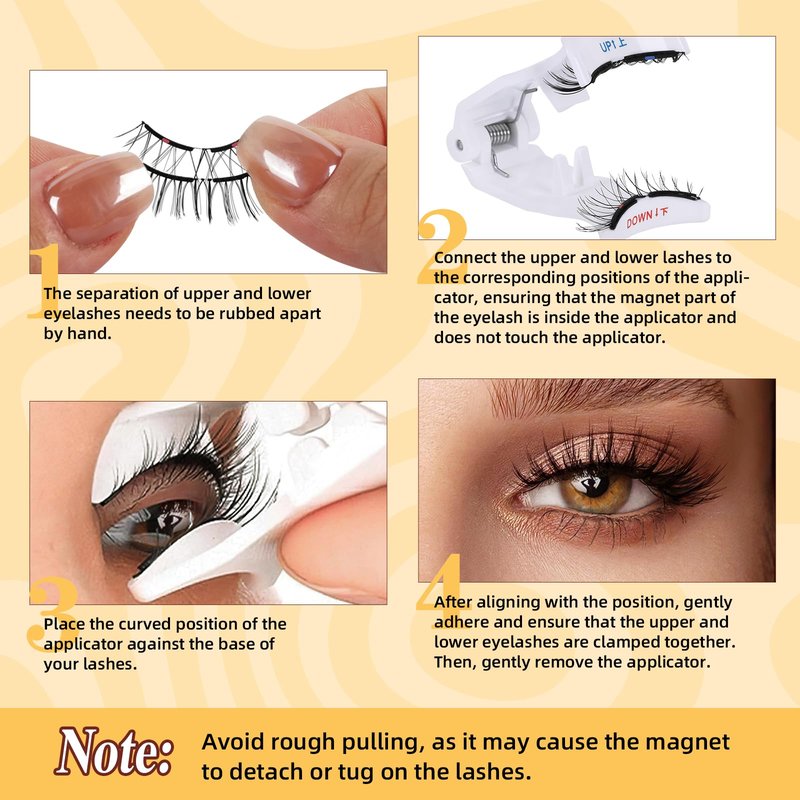QUEWEL Magnetic Eyelashes, Reusable No Glue Needed Magnetic Eyelashes Kit with Applicator Lash Clusters Kit without Eyeliner So Soft and Easy to Wear and Remove (G-RC01)