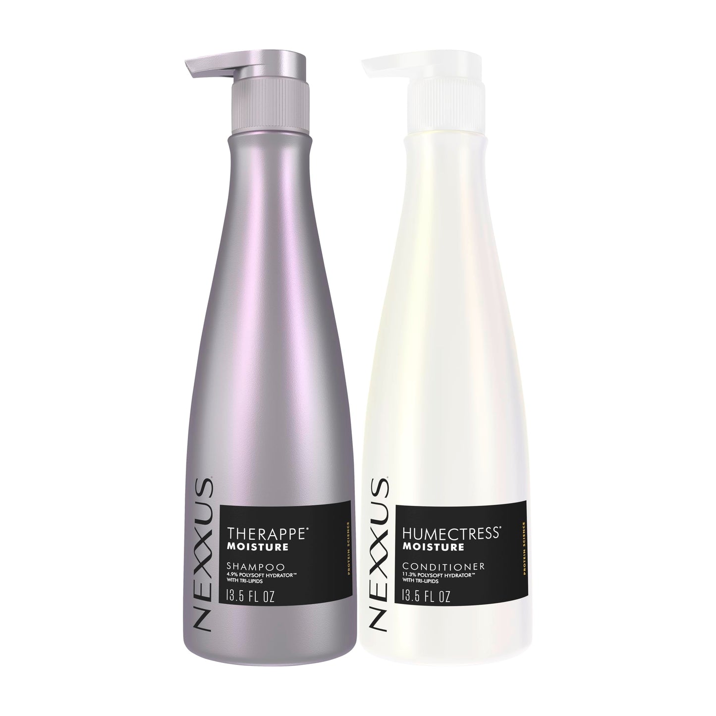 Nexxus Shampoo and Conditioner Therappe Humectress 2 Count for Dry Hair Silicone-Free, Moisturizing Caviar Complex and Elastin Protein 33.8 oz