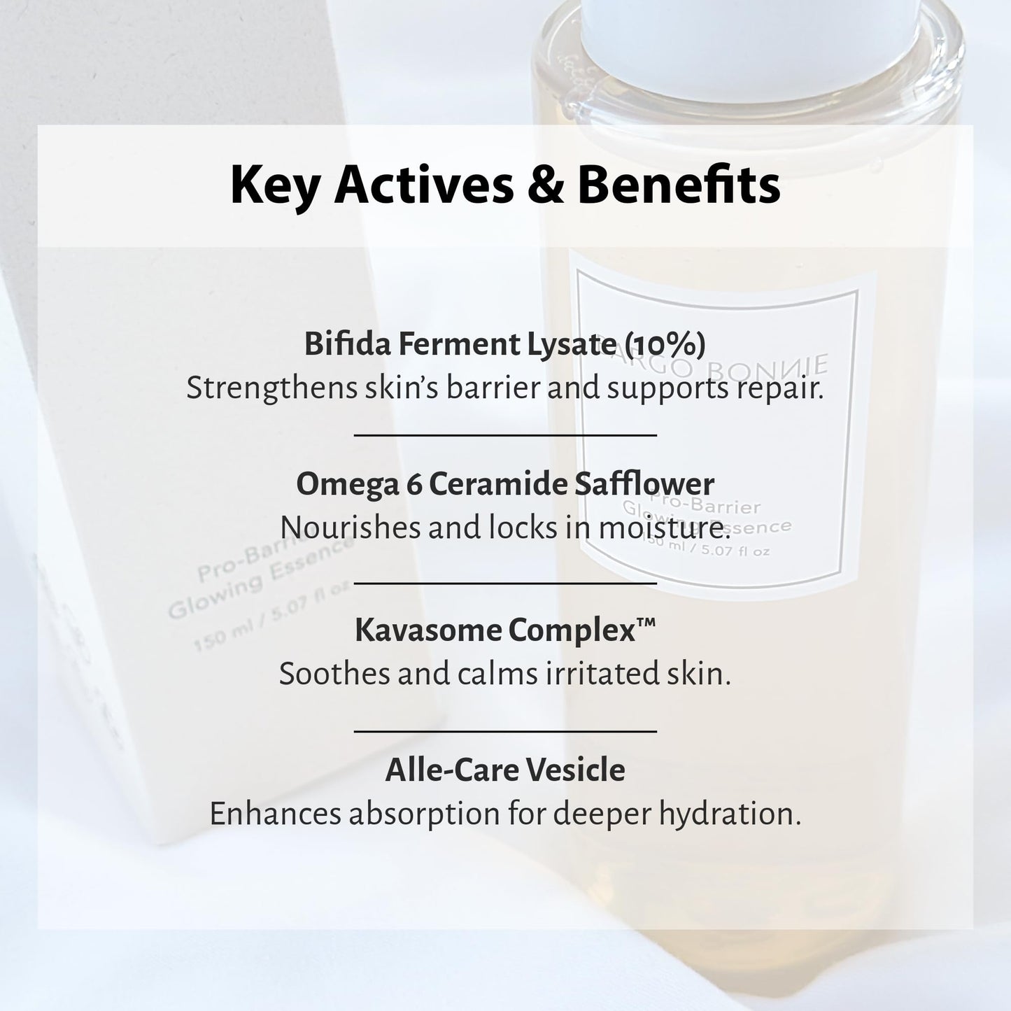 BARGO BONNIE Pro-Barrier Glowing Essence for damaged, dry, sensitive skin | Vegan & Cruelty-free
