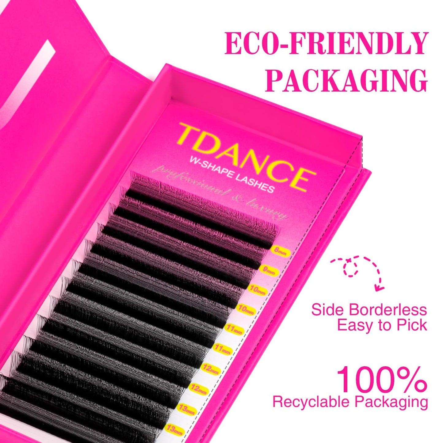 TDANCE U Lash Extensions 2D 3D 4D 5D UU Lash Fans Eyelash Extension U Shaped Natural Volume Lashes Extension Soft Matte Black Lashes(UU-2D-0.07-D,8-15mm)