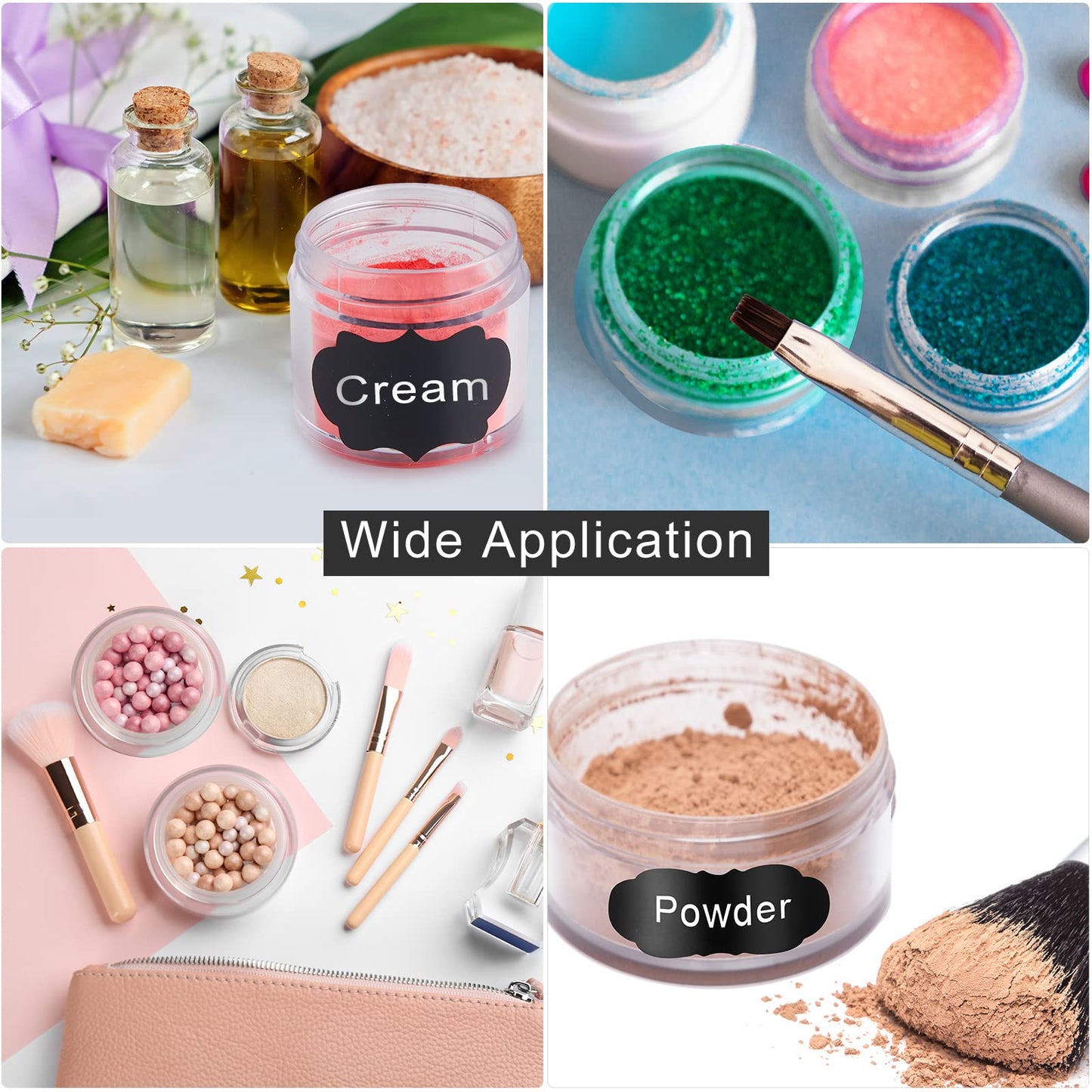 100 Set Plastic Jars Makeup Travel Makeup Container with Lids Small Storage Containers for Creams Toiletries Chalkboard Label Stickers Marker(1 oz,Black)