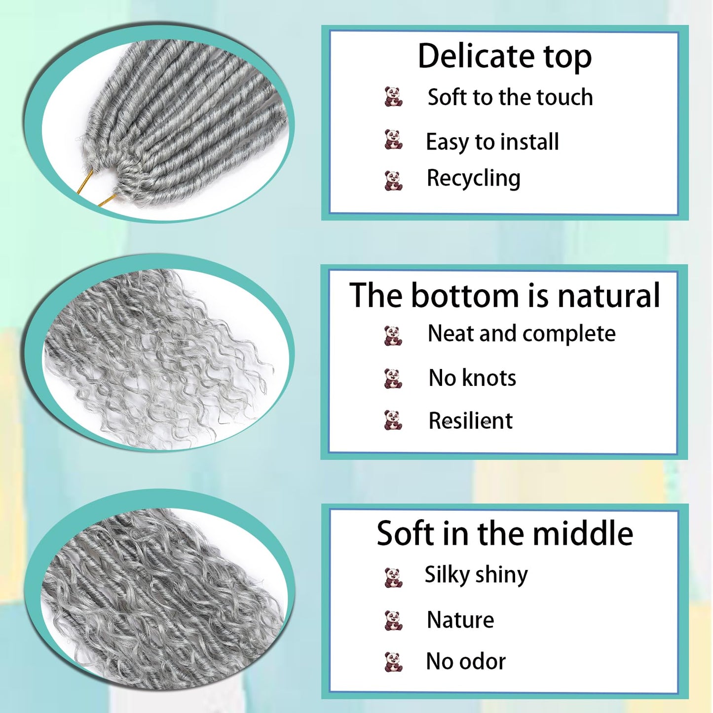 Grey Goddess Locs Crochet Hair 7-Pack Pre Looped Braiding Hair 84 Strands Bohemian Faux Loc Boho Braids River Locs Dreadlocs Hair for Black Women (grey, 24 Inch(Pack of 7))