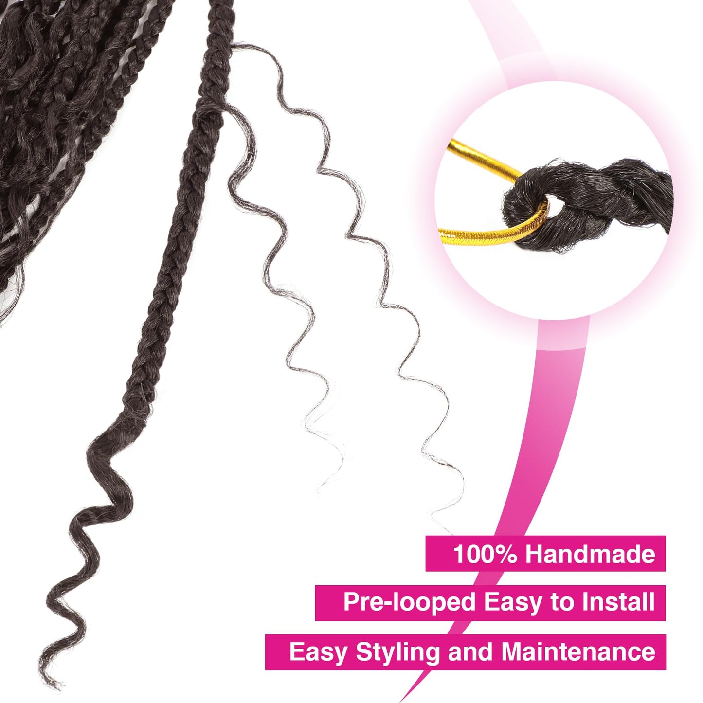 12inch Goddess Box Braids Crochet Hair Box Braids Crochet Hair For Black Women Pre Looped Crochet Hair with Curly Ends Bohemian Crochet Box Braids Crochet Hair(12inch(Pack of 7), T350)