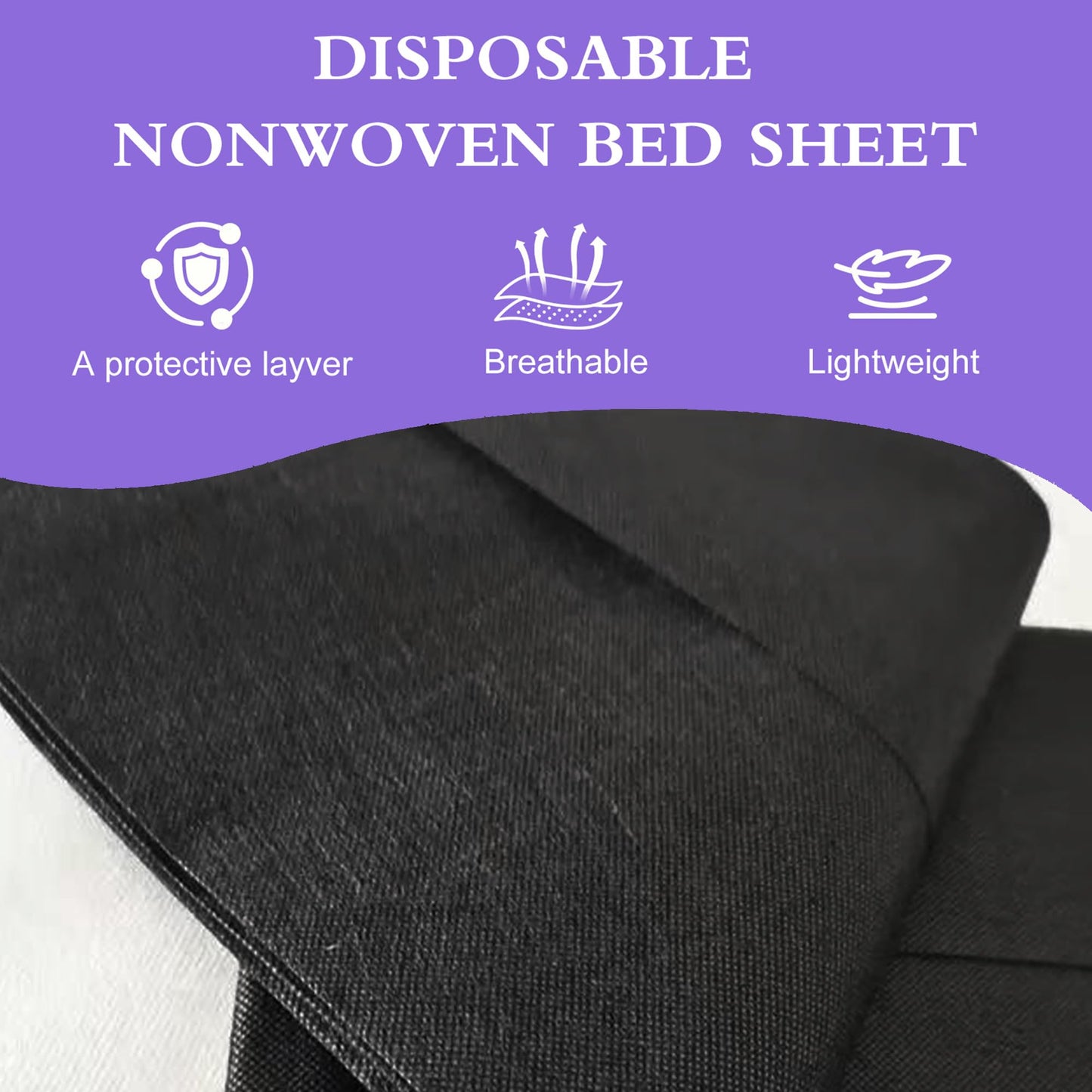 Celmuron 100 PCS Disposable Massage Table Sheets – Black 31.5'' × 79'' Non-Woven Spa Bed Covers, Soft & Breathable for Massage, Beauty, Tattoo