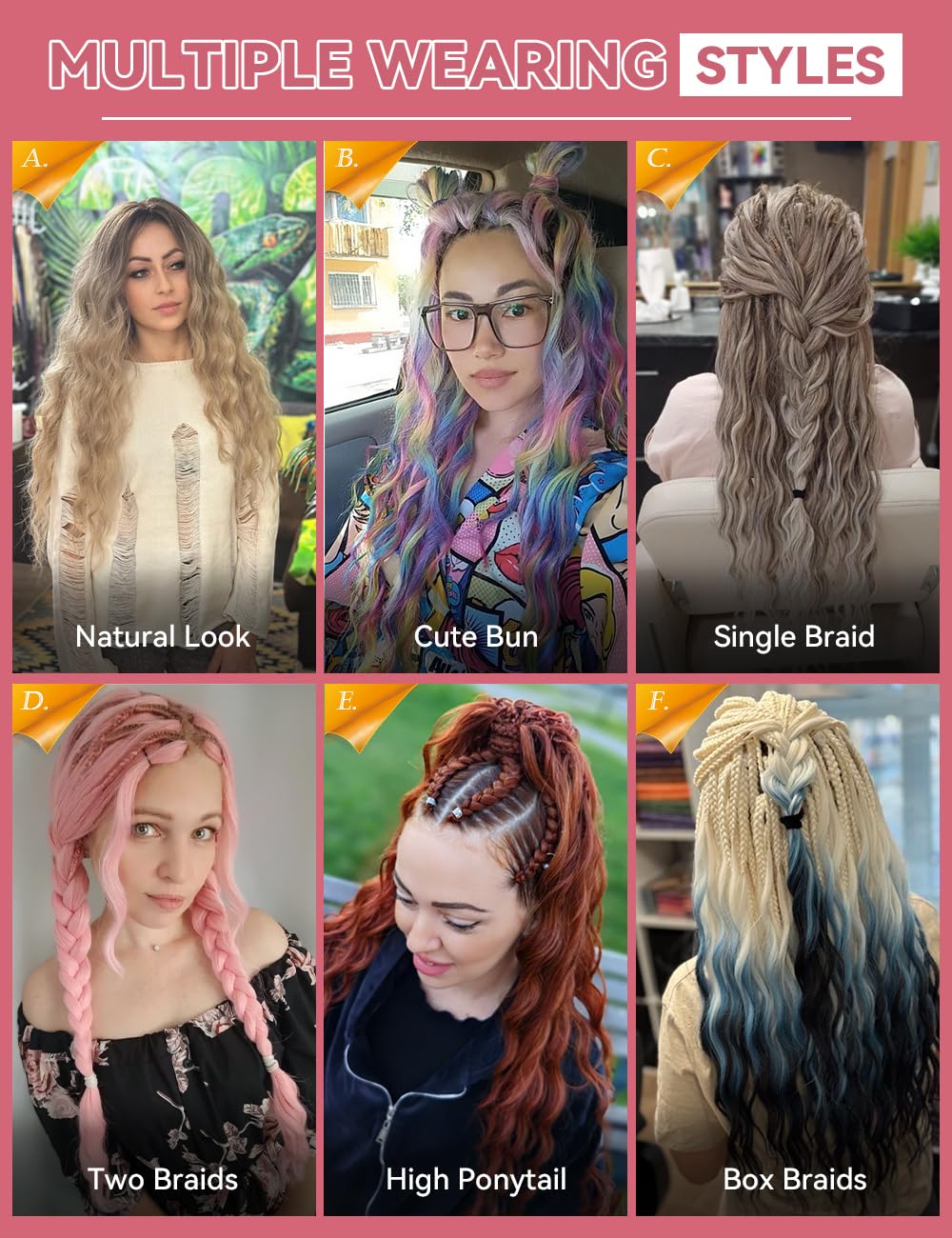 Curly Braiding Hair - 300g Rainbow Peafowl Ocean Wave Synthetic | Loose Deep Wavy Twist for Boho Braids