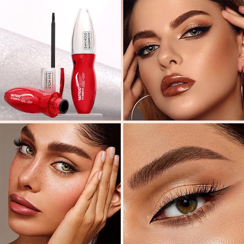 JUAAZIN Espresso Peel Off Brow Tinting Gel with Tweezer - Long-Lasting Tattoo Eyebrow Dye, Waterproof Sweatproof Smudge-Proof Transfer-Resistant Brow Filler Gel, Multi-Day Wear At-Home Brow Tint 04#