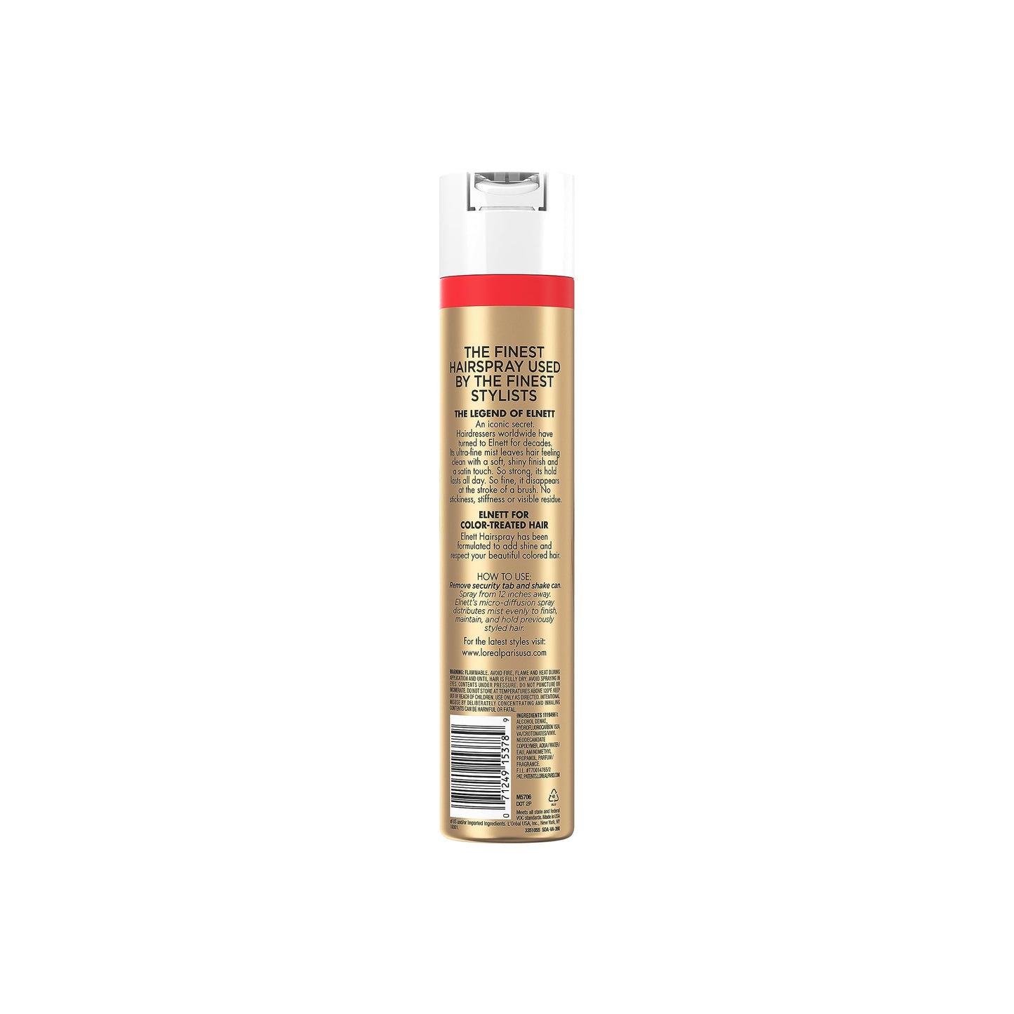 L'Oreal Paris Elnett Classic Hairspray, Suitable for Color Treated Hair, up to 72-Hour Extra Strong Hold Formula with Humidity Resistant Frizz Control, Hairspray with Soft, Brushable Finish, 11 oz
