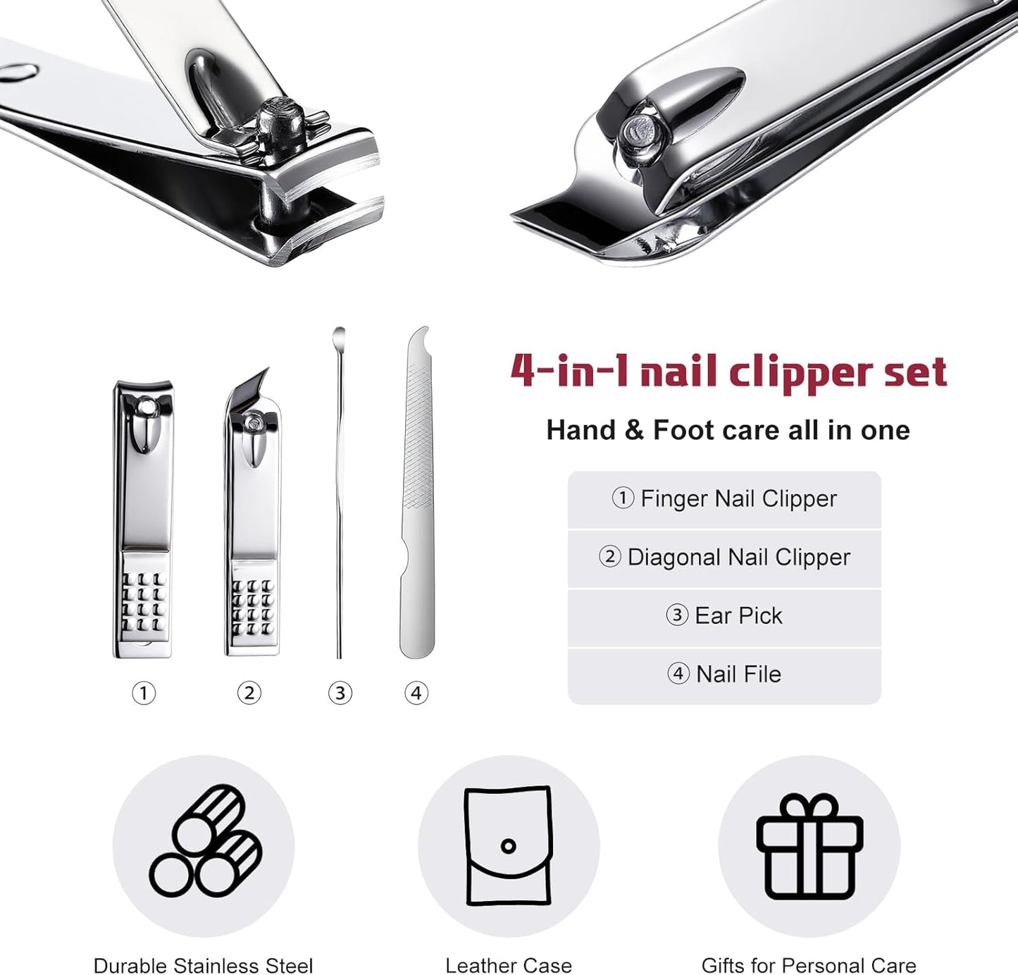 **24-Piece Christmas Manicure Set - Professional Stainless Steel Nail Clippers & Grooming Tools | Travel Kit for Men & Women**