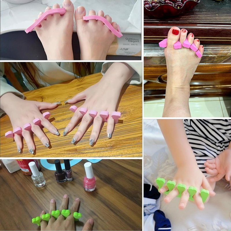 200pcs Sponge Toe Separators Pedicure Set for Nail Polish- Premium Nail Art Painting and Polishing Tool Kit, 4 Funy Color