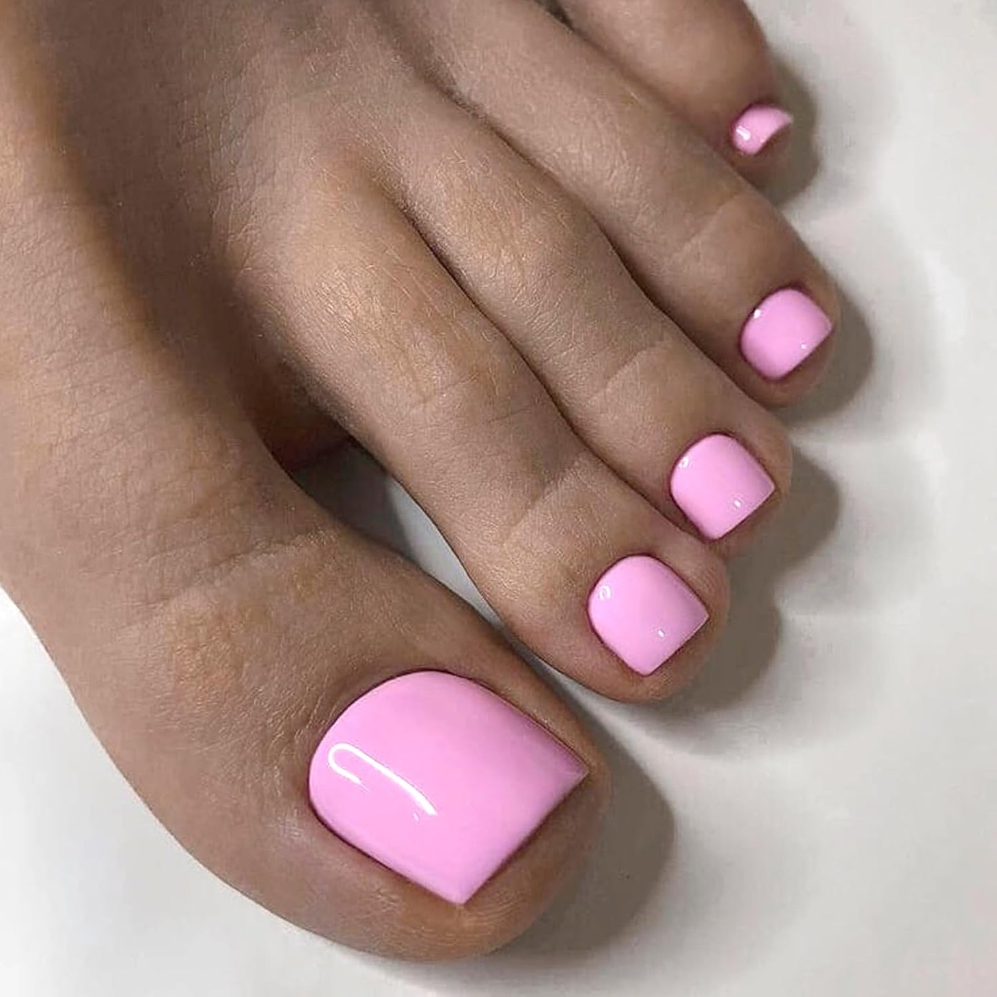 Press On Toenails for Women - 168pc Pink Acrylic Fake Toenails with Adhesive Tabs | Short Square Design