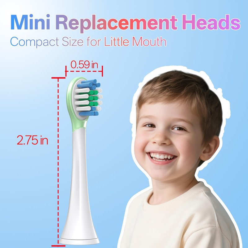 Caslynor Kids Replacement Heads Compatible with Philips Sonicare Kids, Compact Size, Extra Soft Bristles Toothbrush Heads, Soft Rubber Cushion Back, for Kids Ages 3+, 8 Pack