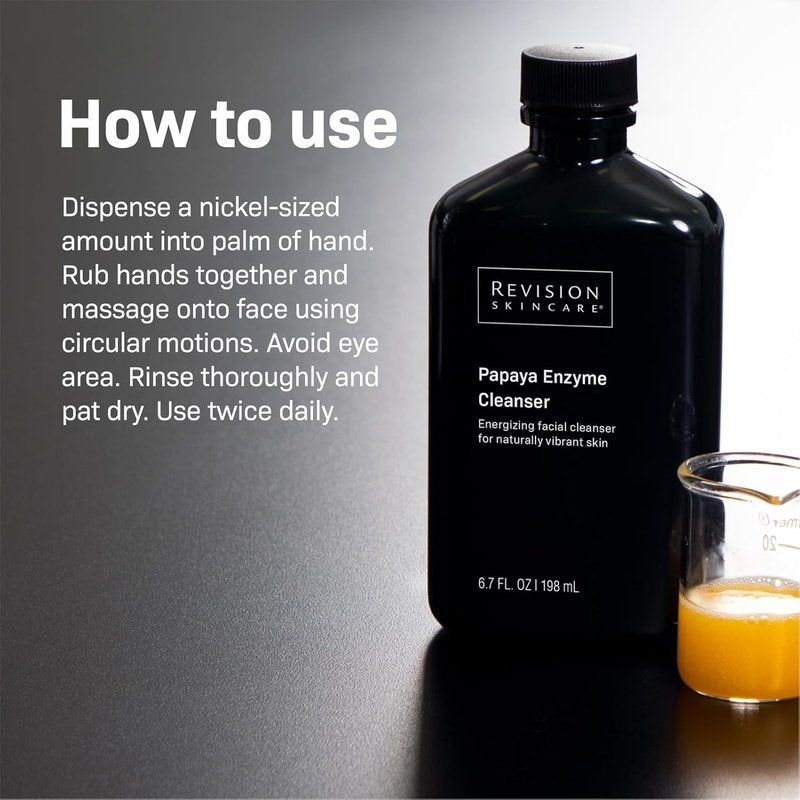 Revision Skincare Papaya Enzyme Cleanser - Energizing Facial Cleanser with Salicylic Acid | Soothing & Exfoliating Formula