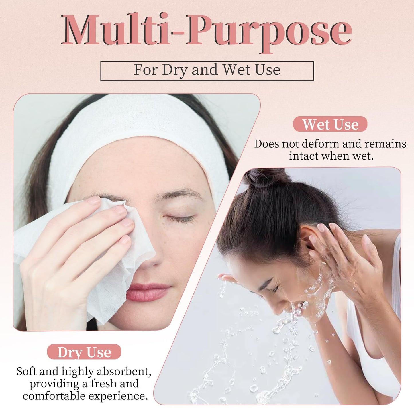 Teruntrue 800 Count Disposable Face Towel, 8 Pack Facial Towels Makeup Remover Dry Wipes Disposable Face Cloths Soft Facial Clean Towels for Washing Cleaning and Skincare