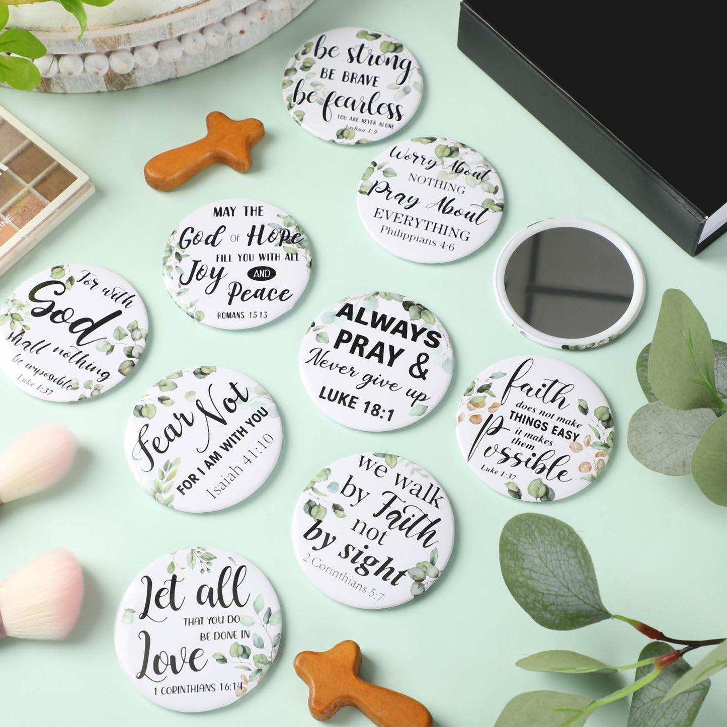 Yaomiao 160 Pcs Christian Gifts Compact Mirror Bulk for Women, Mini Inspirational Bible Verse Scripture Pocket Mirrors, Religious Gift for Women Employee Coworker Sunday Church Party Favor