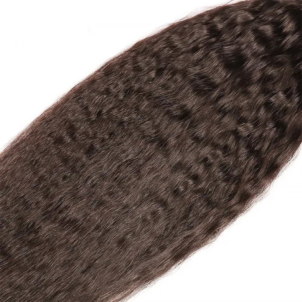 Yaki Straight Human Hair Bundles 26 Inch Kinky Straight Single Bundle #4 Chocolate Brown Human Hair Unprocessed Native Virgin Hair 100g Total 1 Extension Wet and Wavy Human Hair Extensions for Women