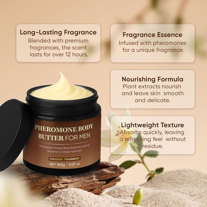 Pheromone Body Butter for Men - Moisturizing Cologne Cream with Shea & Cocoa Butter | 5oz