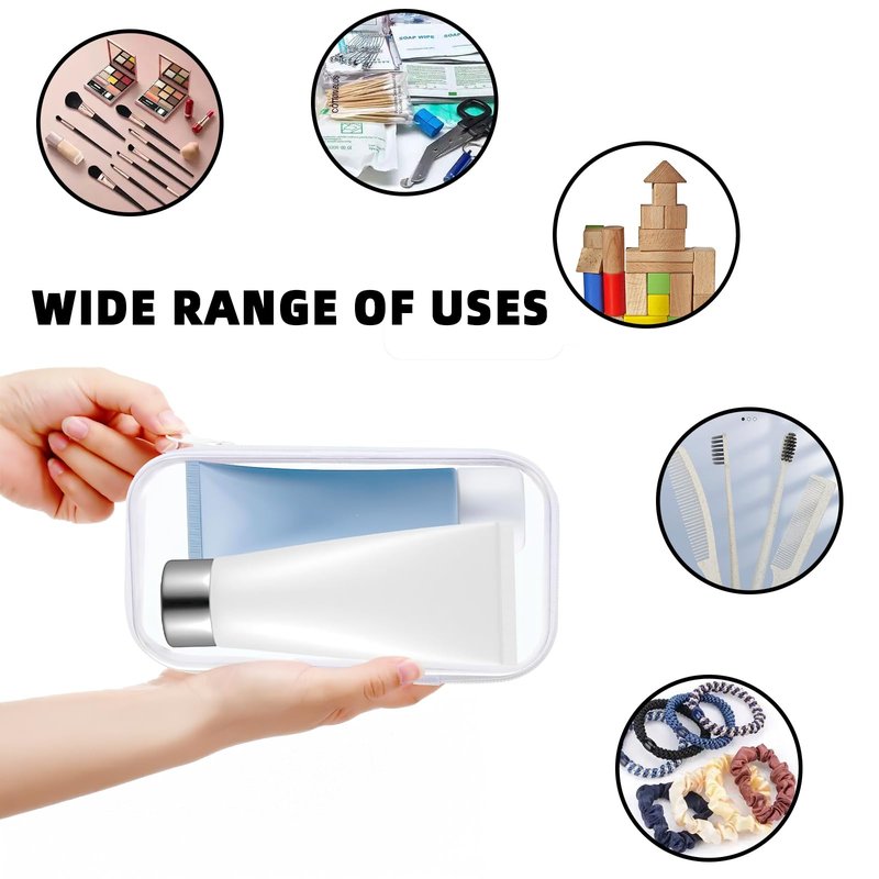 Ba Sen Doyle 6 Pcs Hard Zipper Case Clear Hard Pouches Plastic Zipper Pencil Box Toy Storage Bins Portable Plastic Containers for Travel Toiletry Office Cosmetic Blocks Puzzles Organize