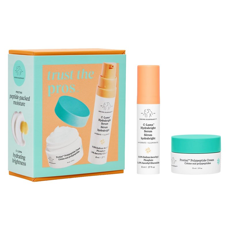 Drunk Elephant Trust The Pros - Travel Size - Illuminate and Firm Kit - Clean Clinical Skincare - Cruelty-Free - Dermatologist-Tested - Free of Essential Oils, Silicones, and Fragrance