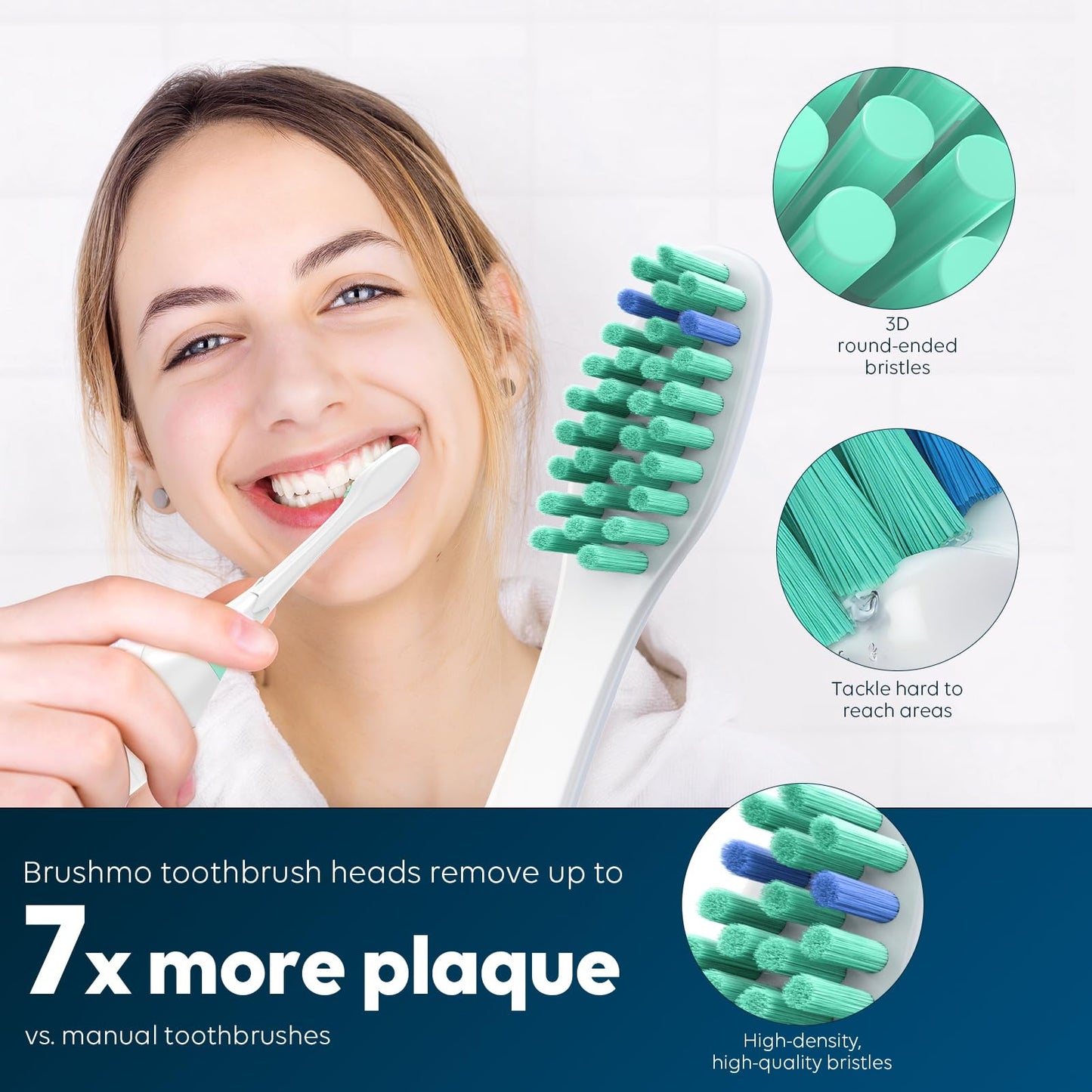 Tonhomki 6 Pack Replacement Brush Heads for Philips Sonicare, Compatible with Sonicare E-Series Essence Advance Elite Xtreme CleanCare, Soft Bristles, Screw-on Toothbrush Head with Blue Indicator