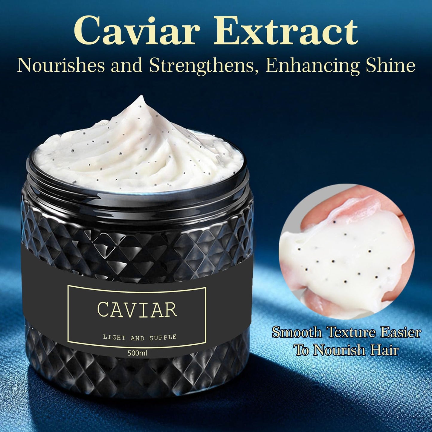 ANAMOROS Caviar Bloom Hair Mask, Deep Repair Hair Mask with Caviar Extract, Intense Moisture Treatment for Dry and Damaged Hair, Helps Reduce Frizz and Split Ends, 16.9 fl oz (black)