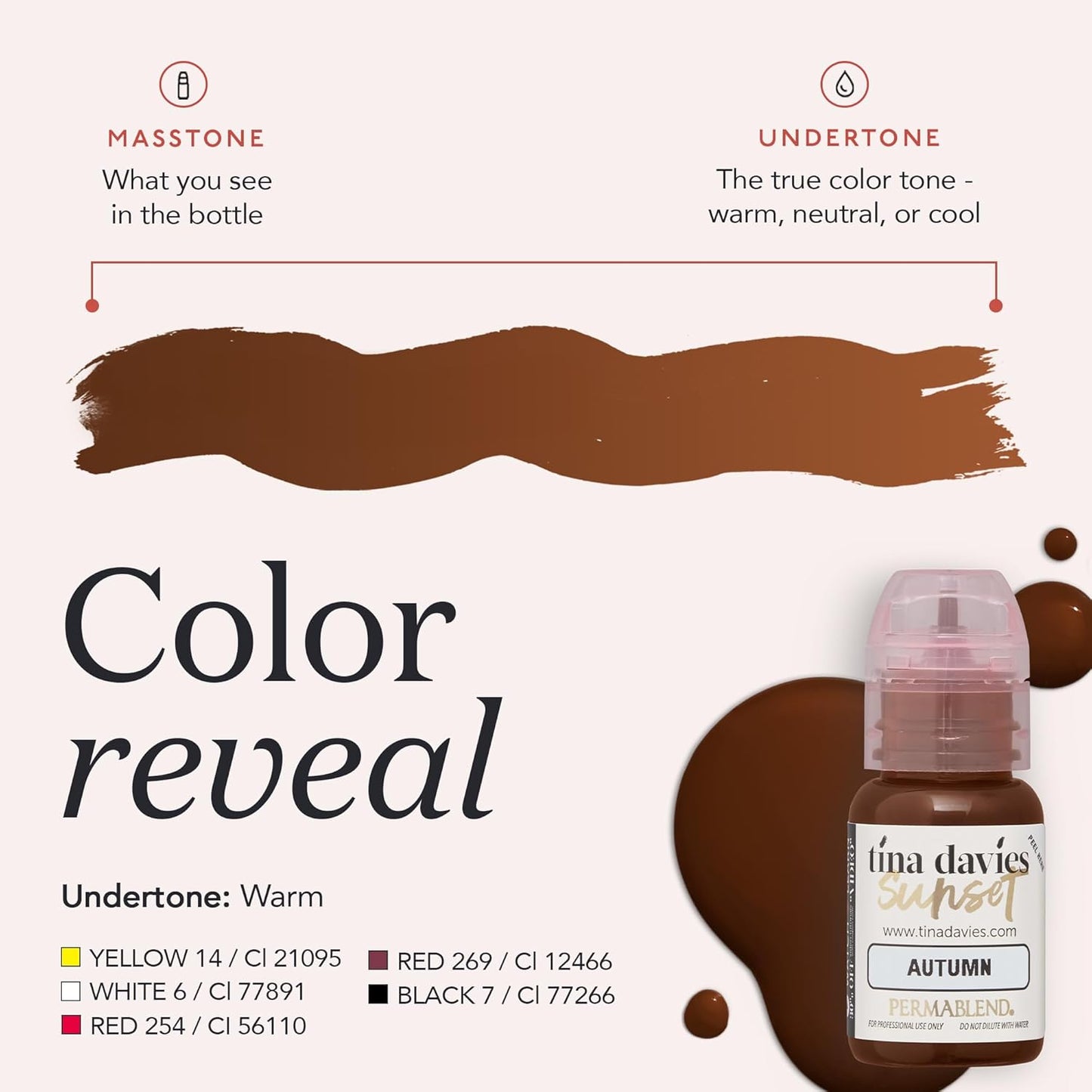 Tina Davies Professional Autumn Pigment - Permanent Eyebrow Makeup for True Tone - 1/2 oz