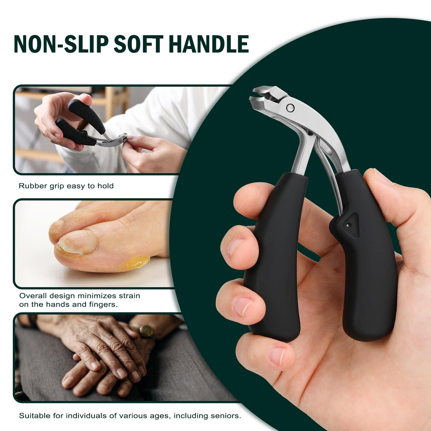 FVION Innovative Angled Head Toenail Clippers, Professional Ingrown Toe Nail Clippers for Thick Nails Seniors, Slanted Nail Clippers with Catcher, Pedicure Toenail Cutters Toenail Scissors