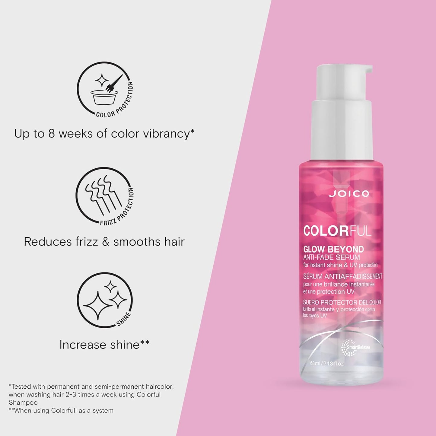 Joico Colorful Glow Beyond Anti-Fade Serum - Preserve Color & Boost Vibrancy | 2.13 Fl Oz