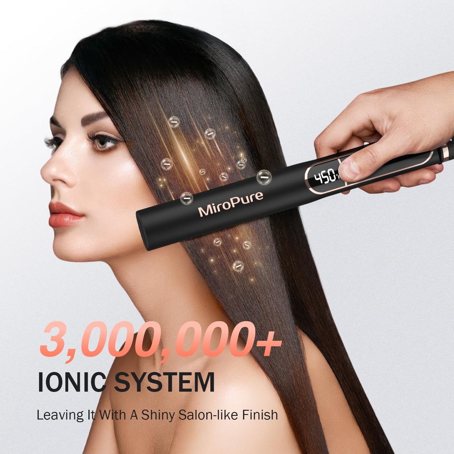 MiroPure Flat Iron Hair Straightener, 1 Inch Titanium Plates Hair Straightener with 15S Heat-up, Professional MCH Ceramic Negative Ion Hair Iron Dual Voltage for Women Hair with Auto Shut-Off