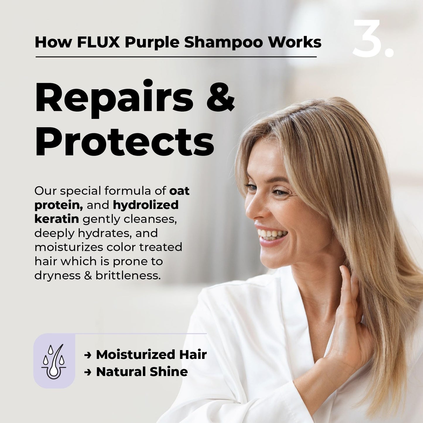 FLUX UP Purple Shampoo for Blonde Hair Women & Men – Blonde & Silver Hair Toning – Sulfate-Free Anti-Brass Purple Shampoo for Blondes, Highlights & Color-Treated Strands – 17 fl oz