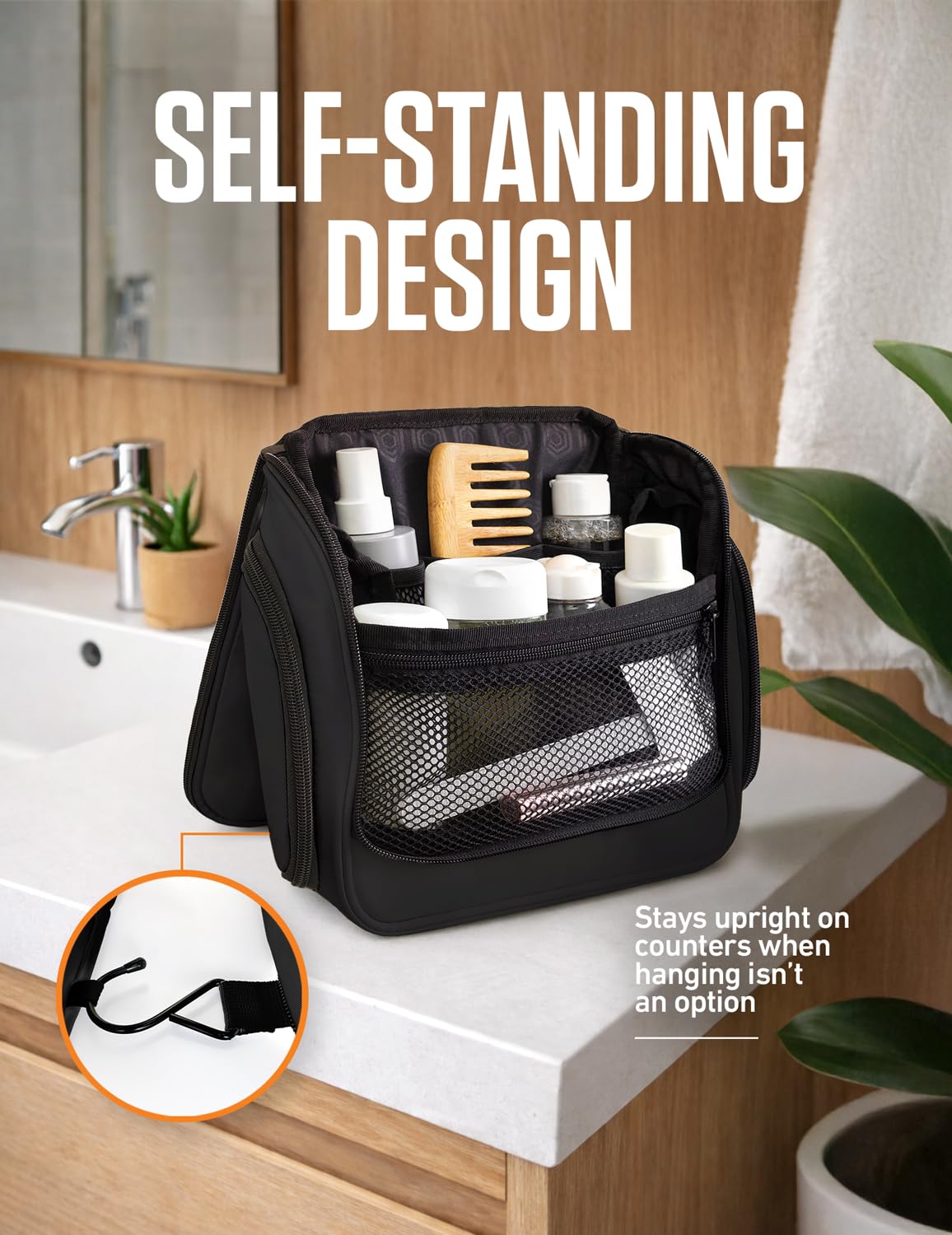 VENTURE 4TH Hanging Travel Toiletry Bag, 18 Compartments - Black