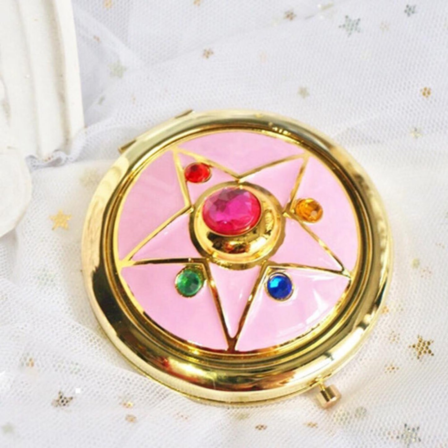 shenruifa Portable Up Mirror Japanese Cute Anime Flop Portable Transformer Silver Crystal Folding (1)