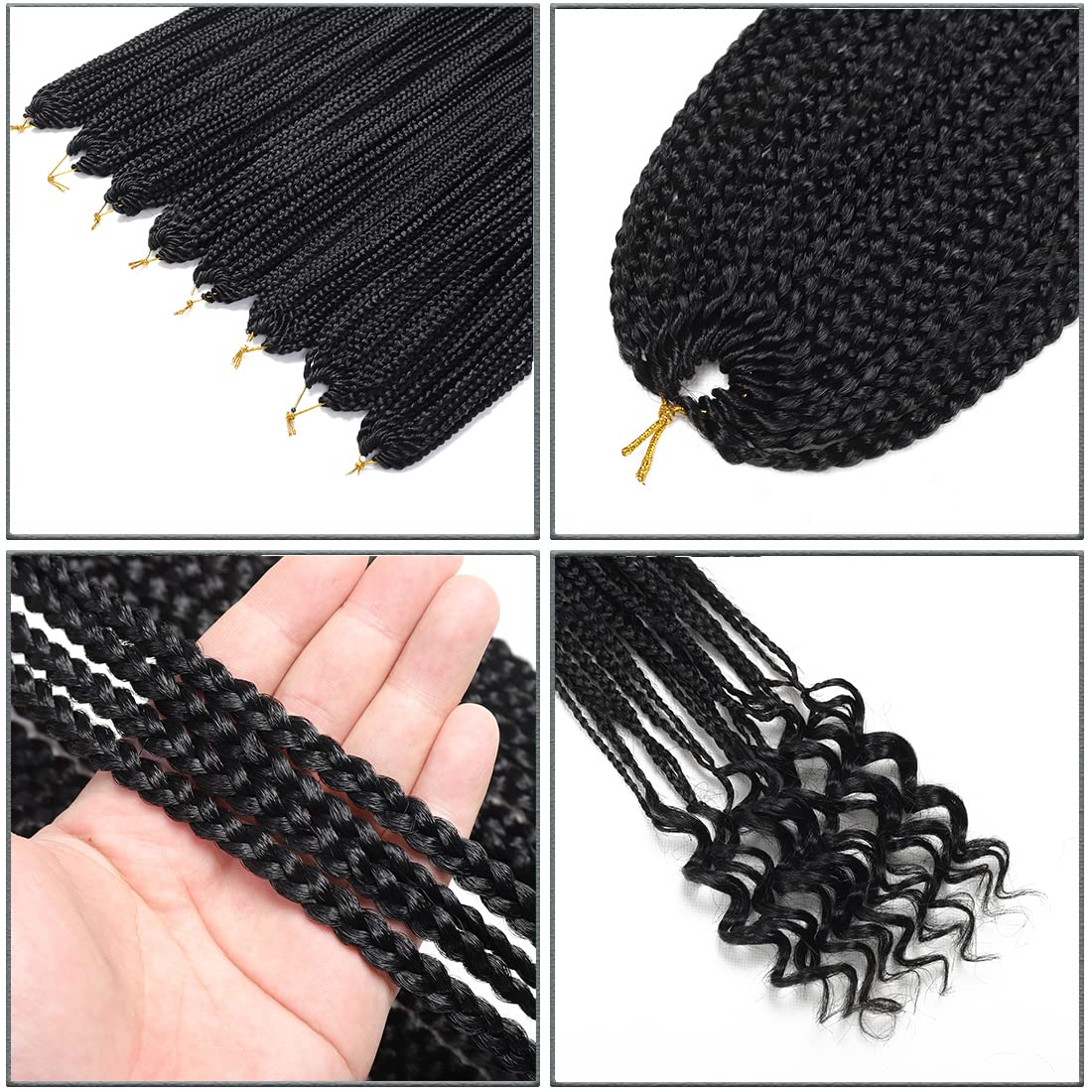 144 Strands Goddess Crochet Box Braids with Curly Ends 24 Inch Pre Looped Box Braids Crochet Hair 8 Packs Curly Crochet braids for Black Women