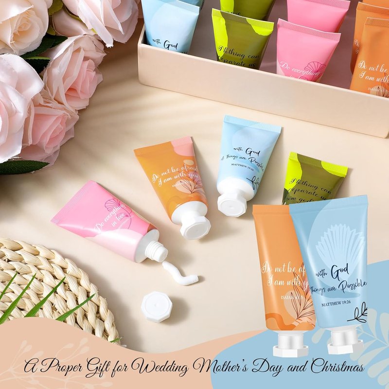 Christian Hand Lotion Set - 24 Pcs Mini Scripture Travel Creams for Women | Perfect Religious Gifts for Teachers, Students & Coworkers