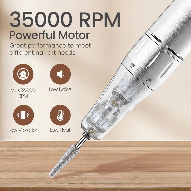 Delanie Nail Drill 35000 RPM, Portable E-File Fast Removal for Acrylics, Gel Extensions & Dip Powder, Electric Nail File for Home User, Beginner, Mobile Nail Tech & Salon, Manicure Pedicure Tool