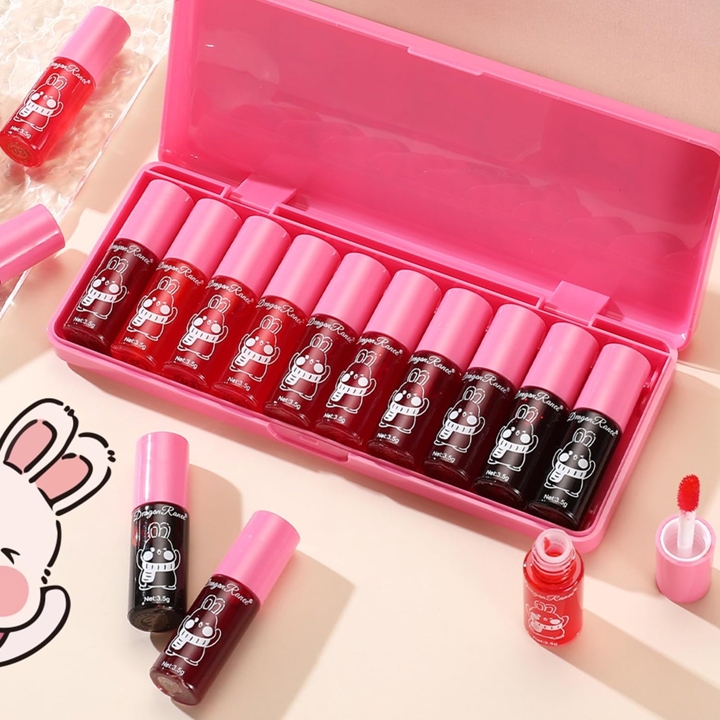 Eakroo 10 Colors Lip Tint Stain, Lip Stain Long Lasting Waterproof, Lip Gloss Set, Korean Lip Tint, Moisturizing Korean Lip Gloss for Women, Lipstick Long Lasting, Lip Gloss Bulk, Kawaii Mini Makeup