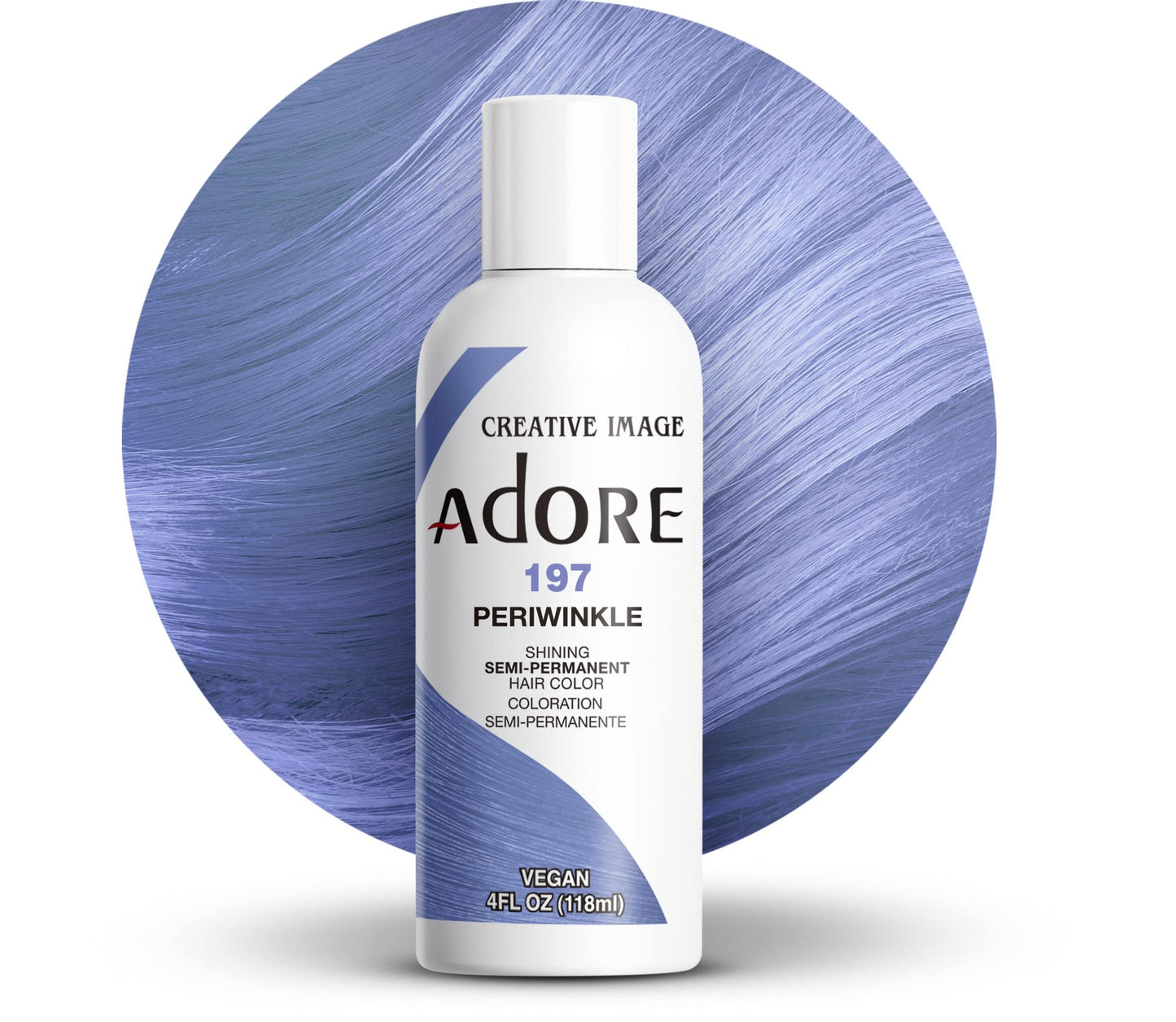 Adore Semi Permanent Hair Color - Vegan and Cruelty-Free Hair Dye - 4 Fl Oz - 197 Peri Winkle (Pack of 3)
