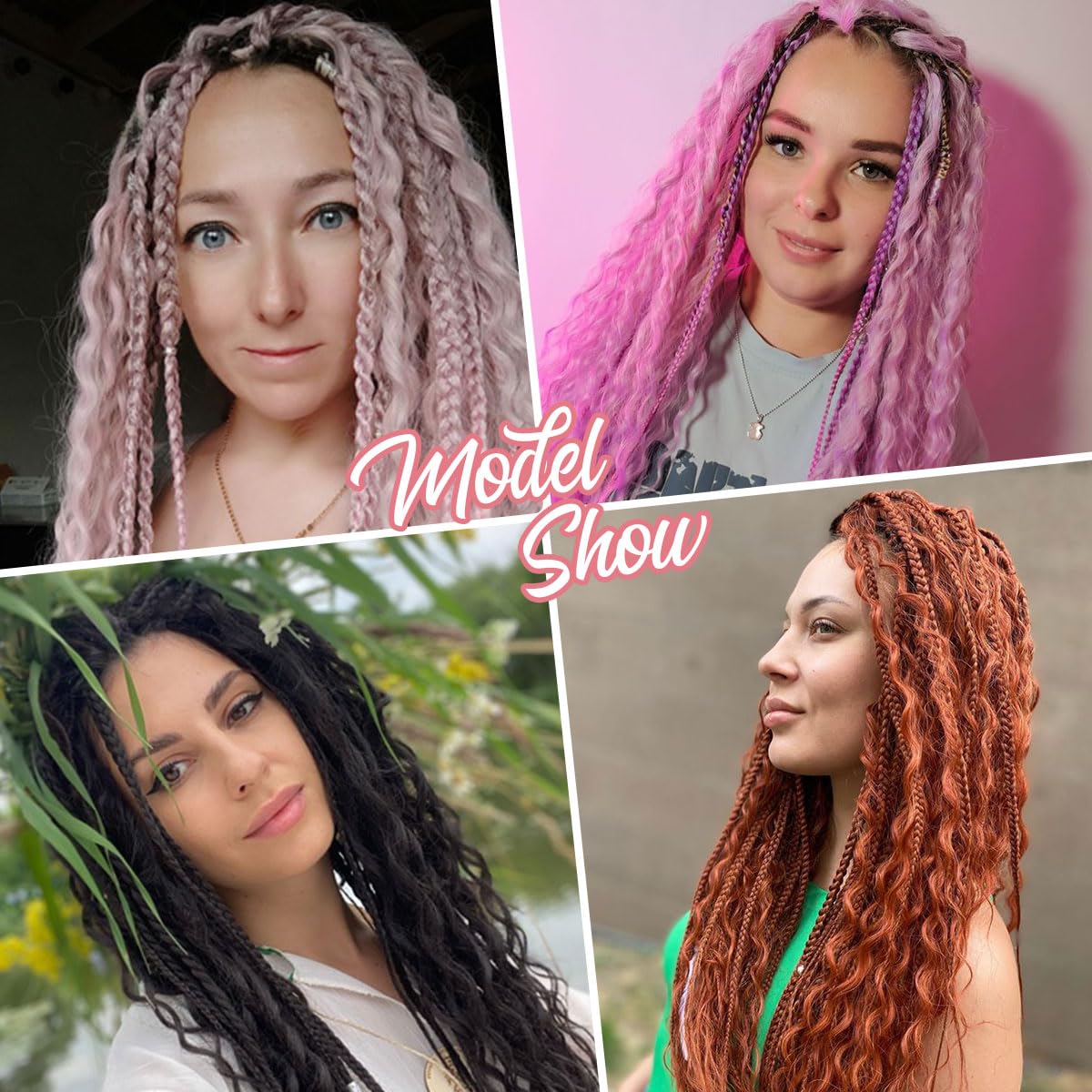 24 Inch Clip in Dreadlock Hair Extensions 10Clips 40 Strands Mixed Synthetic Dreads Extensions for Women,Handmade Soft Straight Boho Wavy Dreads,1B/30