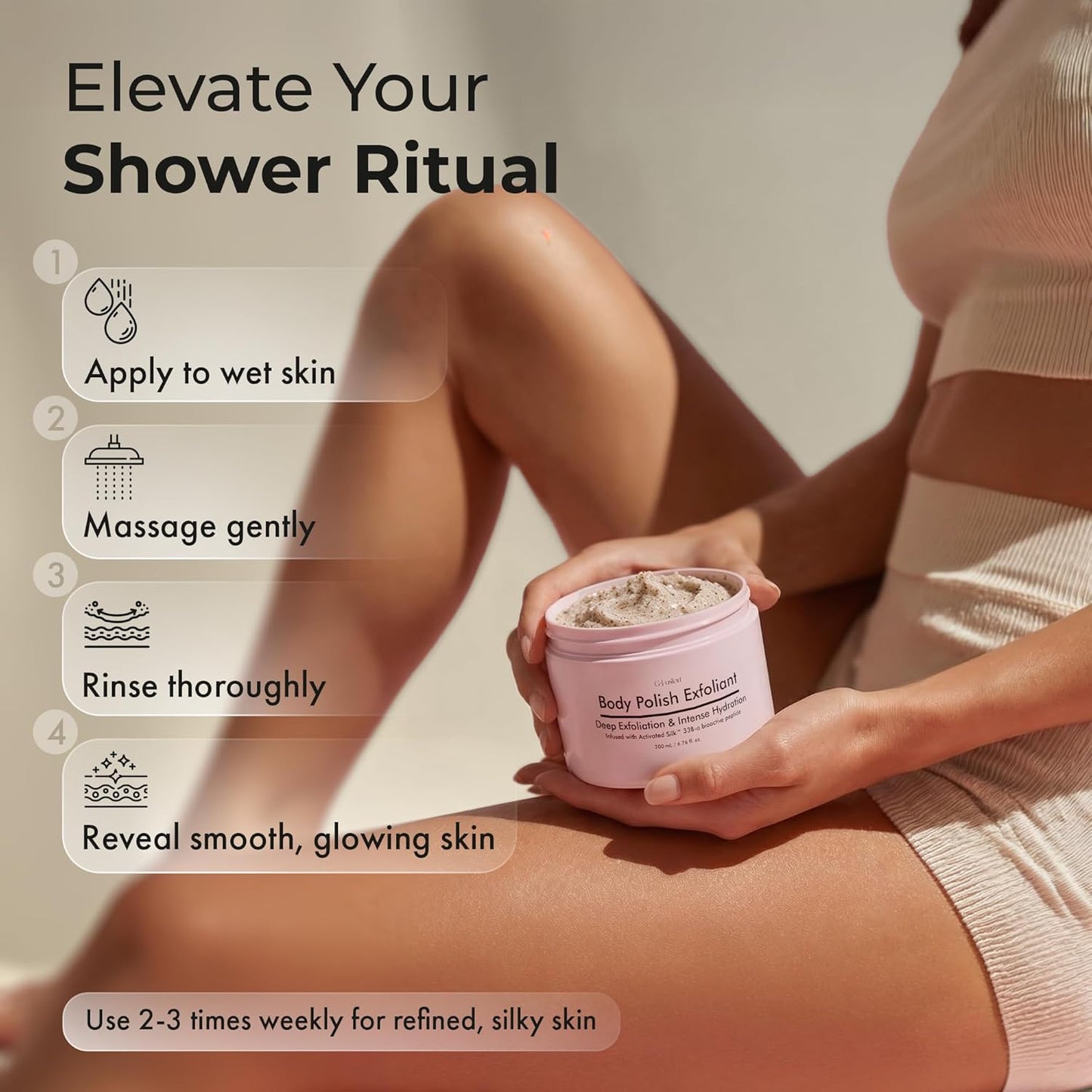 Silk Peptide Body Polish | Gentle Exfoliant with Honey & Coconut for Smooth, Glowing Skin - Deep Moisturizing Formula