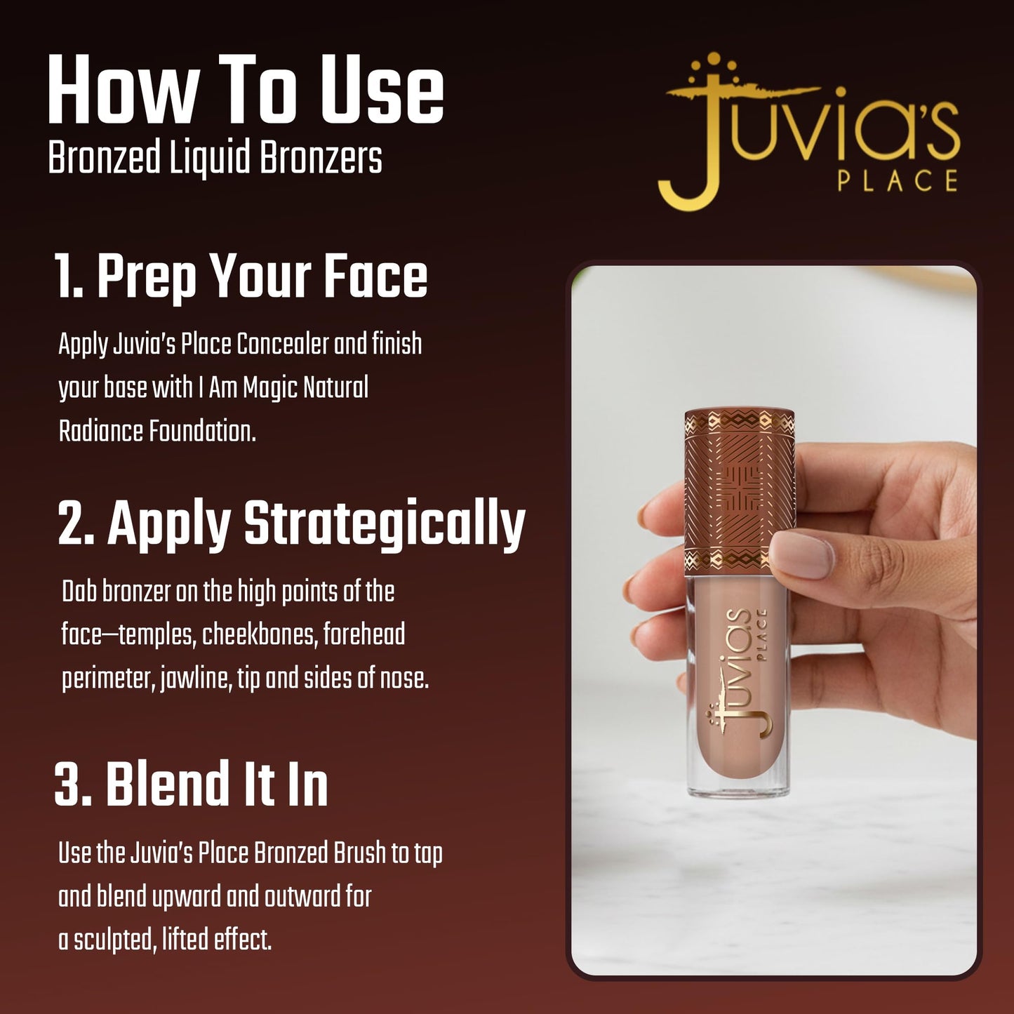 Juvia’s Place Bronzed Liquid Bronzer - Cinnamon - Liquid Bronzer for Face with Silky Blendable Texture - Buildable Coverage for Natural Contour & Dimension - Easy-to-Blend, Patch-Proof Formula