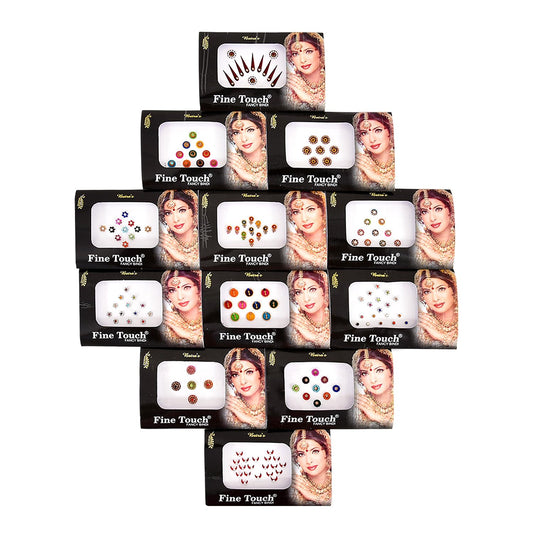 6 Packs- 42 Self-Adhesive Bindis Small to Long Forehead Tika